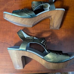 Eric Michael Metallic Green Platform Sandals